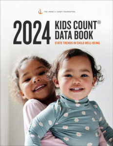 Cover image of the 2024 KIDS COUNT Data Book featuring two young children smiling