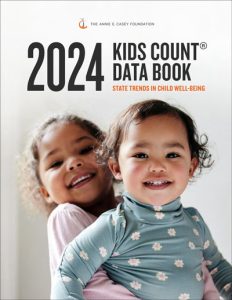 Cover image of the 2024 KIDS COUNT Data Book featuring two young children smiling